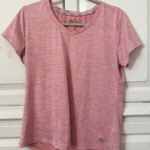 Adidas women's v-neck short sleeve light pink athletic pullover t-shirt size L